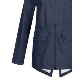 Plus Size Plush Lined Hooded Coat, Warm Long Sleeve Zipper Coat for Winter, Casual Women's Clothing