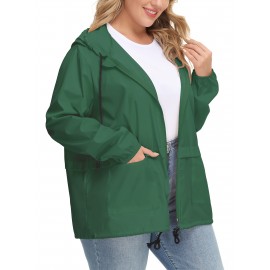 Plus Size Raincoat Women Water Resistant Rain Jacket Packable Outdoor Hooded Windbreaker