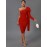 Women's Fashion Sexy Temperament Elegant Tight One Shoulder Long Sleeve Mid-Length Bandage Dress Party Cocktail Evening Dress